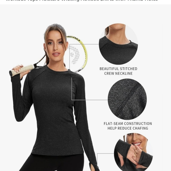 Soneven Teal Long Sleeve Running Shirt Moisture Wicking With Thumb Holes - Picture 7 of 8